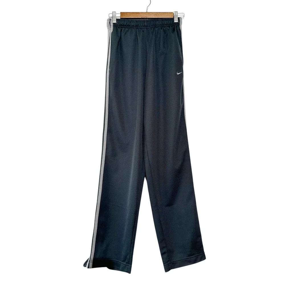 NIKE Vintage Grey Textured Track Pants Ankle Zippers Elastic Waist Y2K‎ Small
